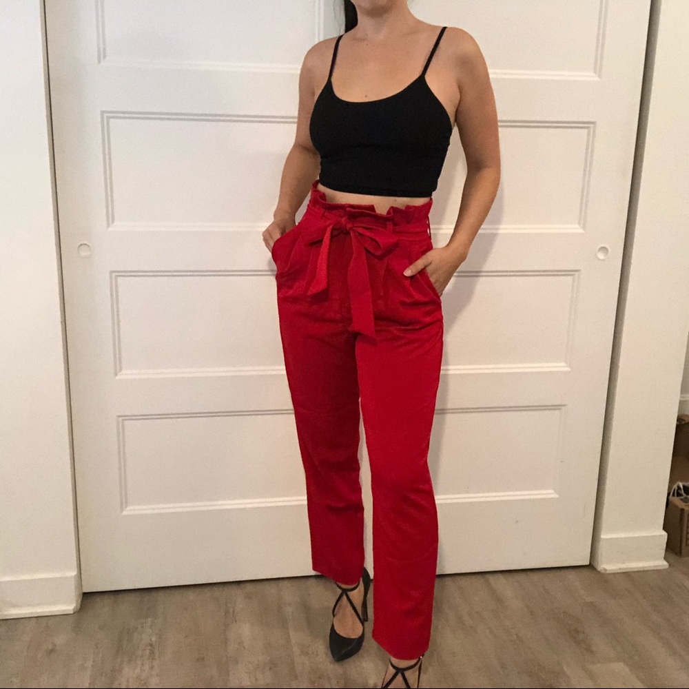 H&M | Red Paperbag Trousers